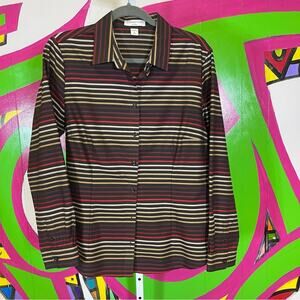 Coldwater Creek, No Iron Striped Button Up Shirt. Size M 10-12. Excellent cond!